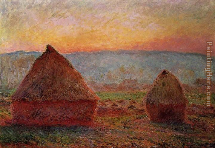 Grainstacks_ Sunset painting - Claude Monet Grainstacks_ Sunset art painting